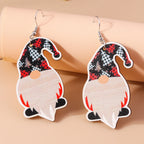 New Cartoon Wooden Christmas Earrings with Santa and Tree