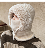 Velvet Hat and Neck Warmer Combo (One Piece) | Embroidered Cap