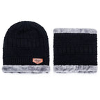 Men's Outdoor Warm Scarf & Fluff Hat | Embroidered Cap