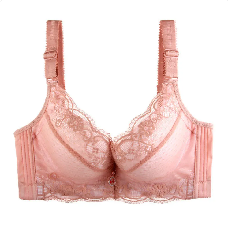 New Large Size Four-Row Adjustable Lace Bra - Supportive & Comfortable