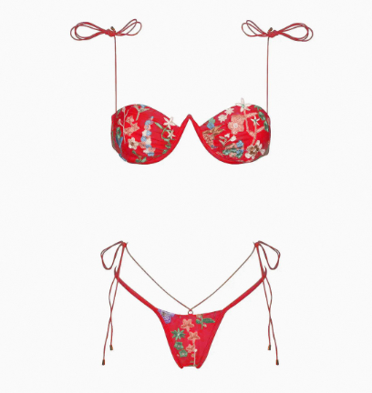 Embroidered Split Swimsuit
