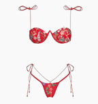 Embroidered Split Swimsuit
