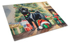 Pug Cozy Christmas Glass Cutting Board