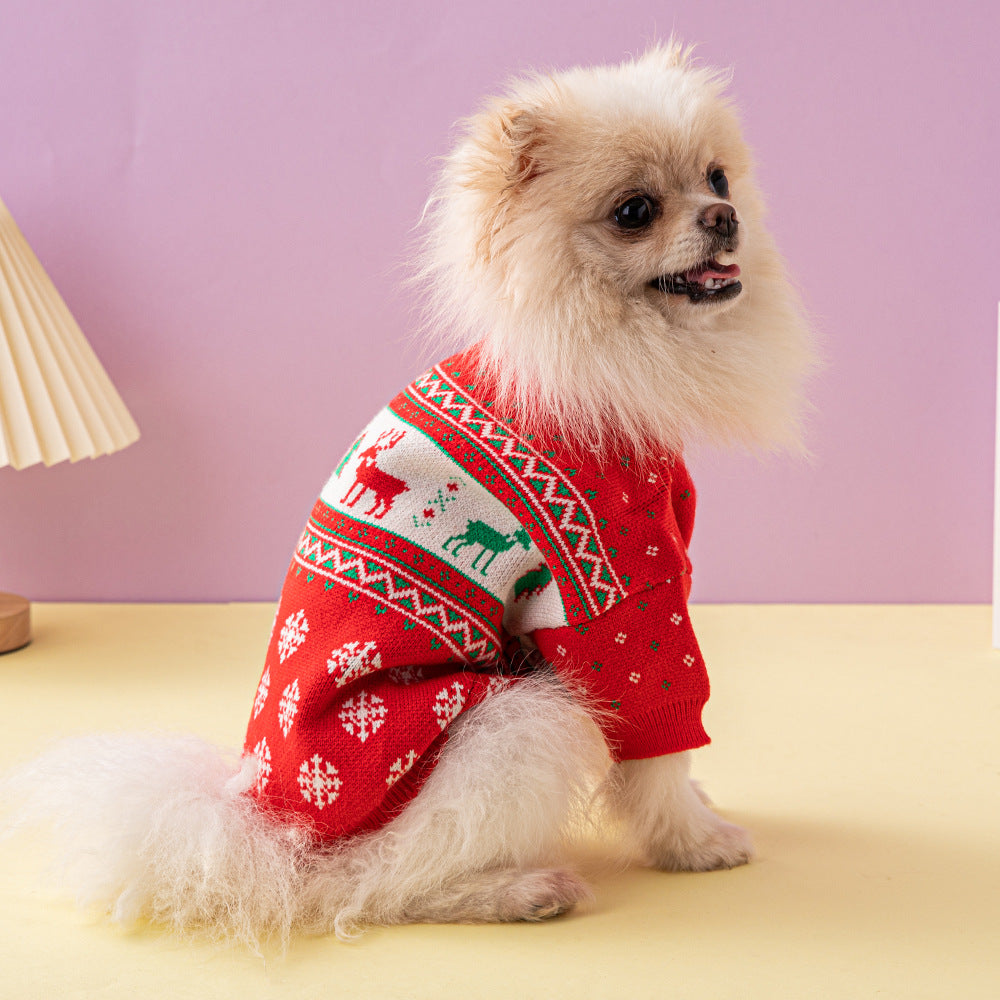 Christmas Tree Elk Design Dog Sweater