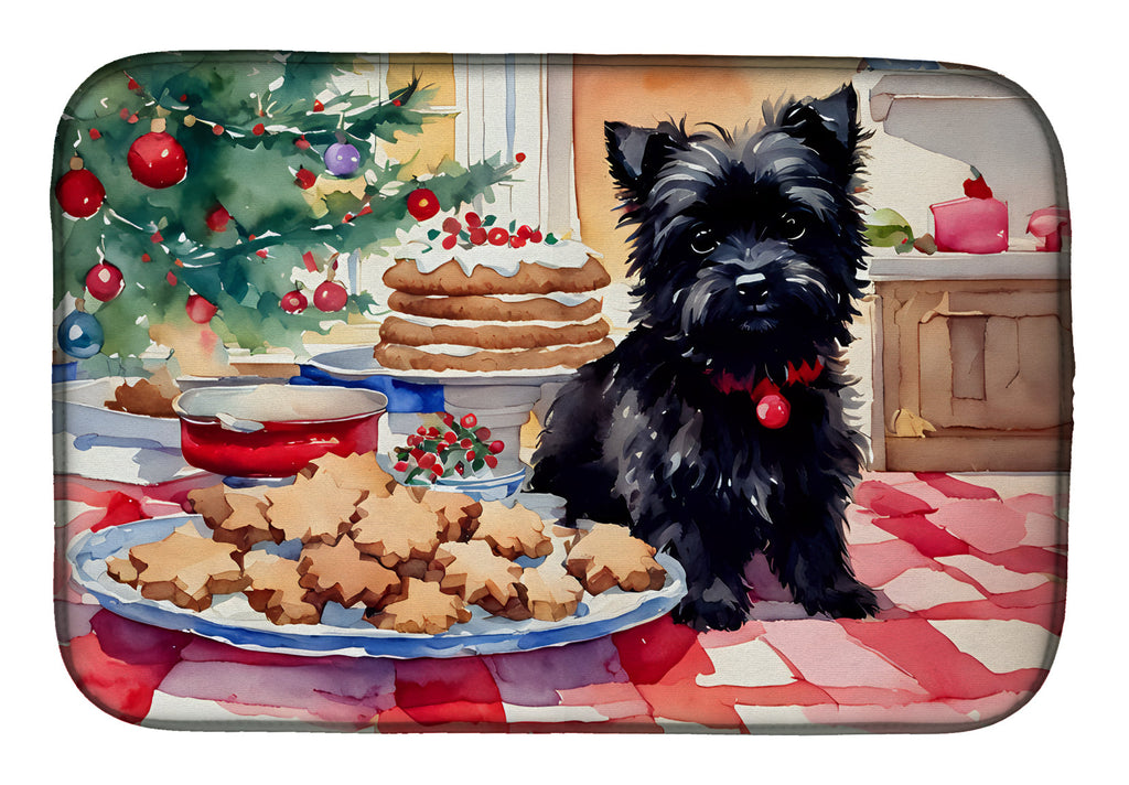Cairn Terrier Christmas Cookies Dish Drying Mat