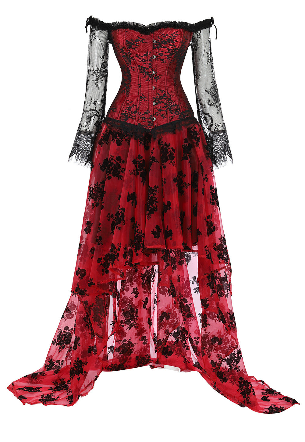 Gothic Lace Bodysuit and Dress Set for Ball Gowns