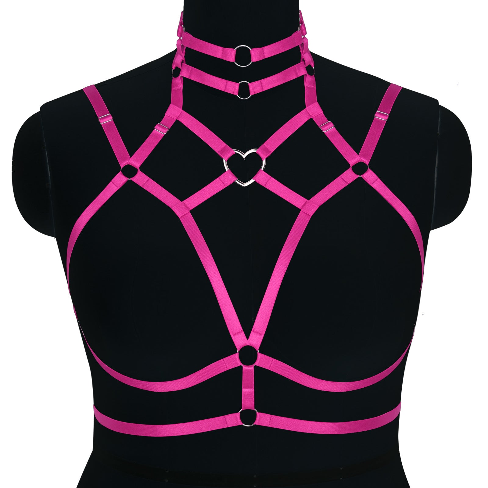 Strappy Heart-Ring Cage Harness Bralette