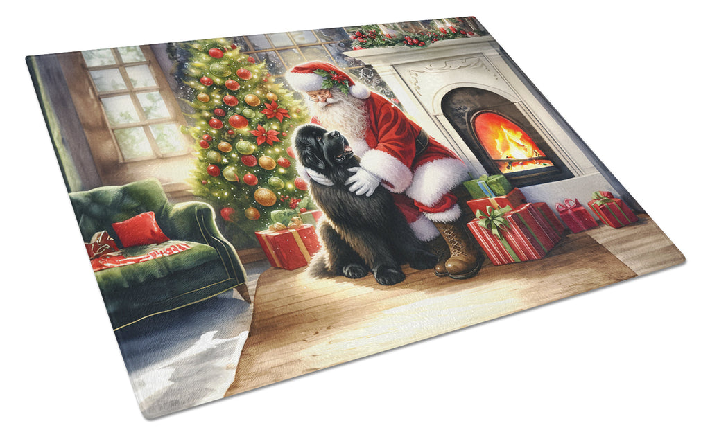 Newfoundland and Santa Claus Glass Cutting Board