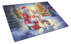 Chinese Crested and Santa Claus Glass Cutting Board