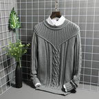 Men's Jacquard Sweater with Round Neck Design