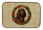 Boykin Spaniel Christmas Flowers Dish Drying Mat