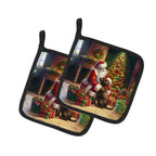 Labrador Retriever and Santa Claus Pair of Pot Holders