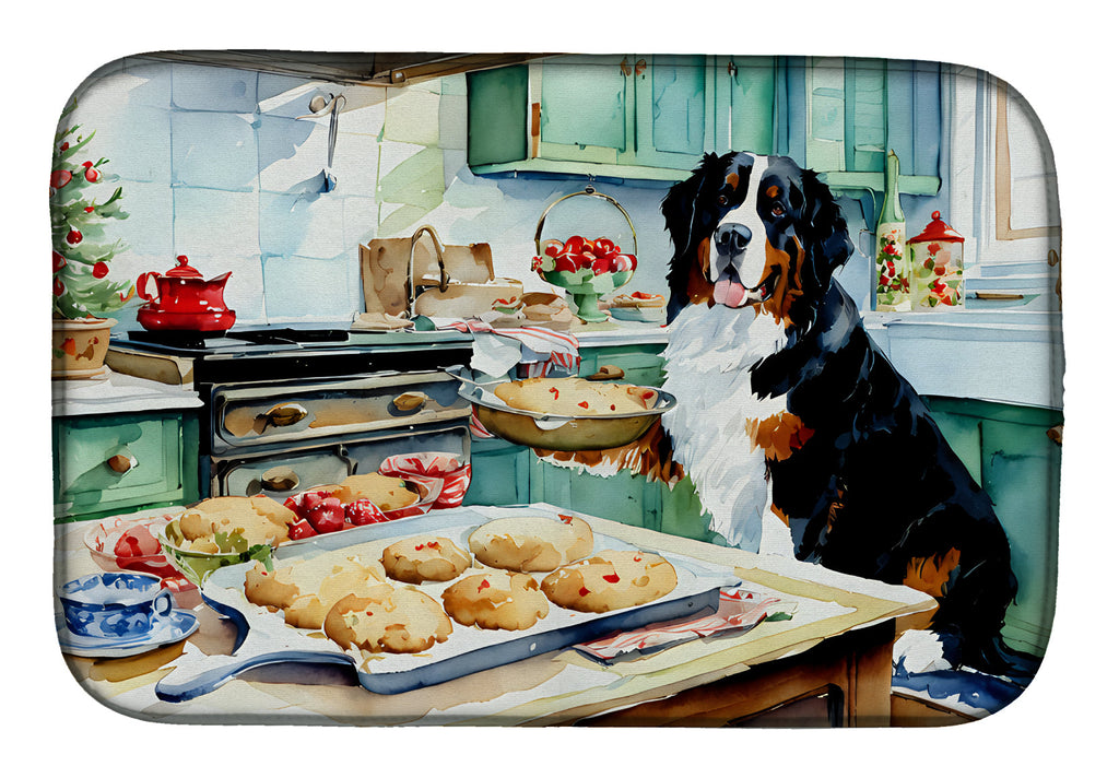 Bernese Mountain Dog Christmas Cookies Dish Drying Mat