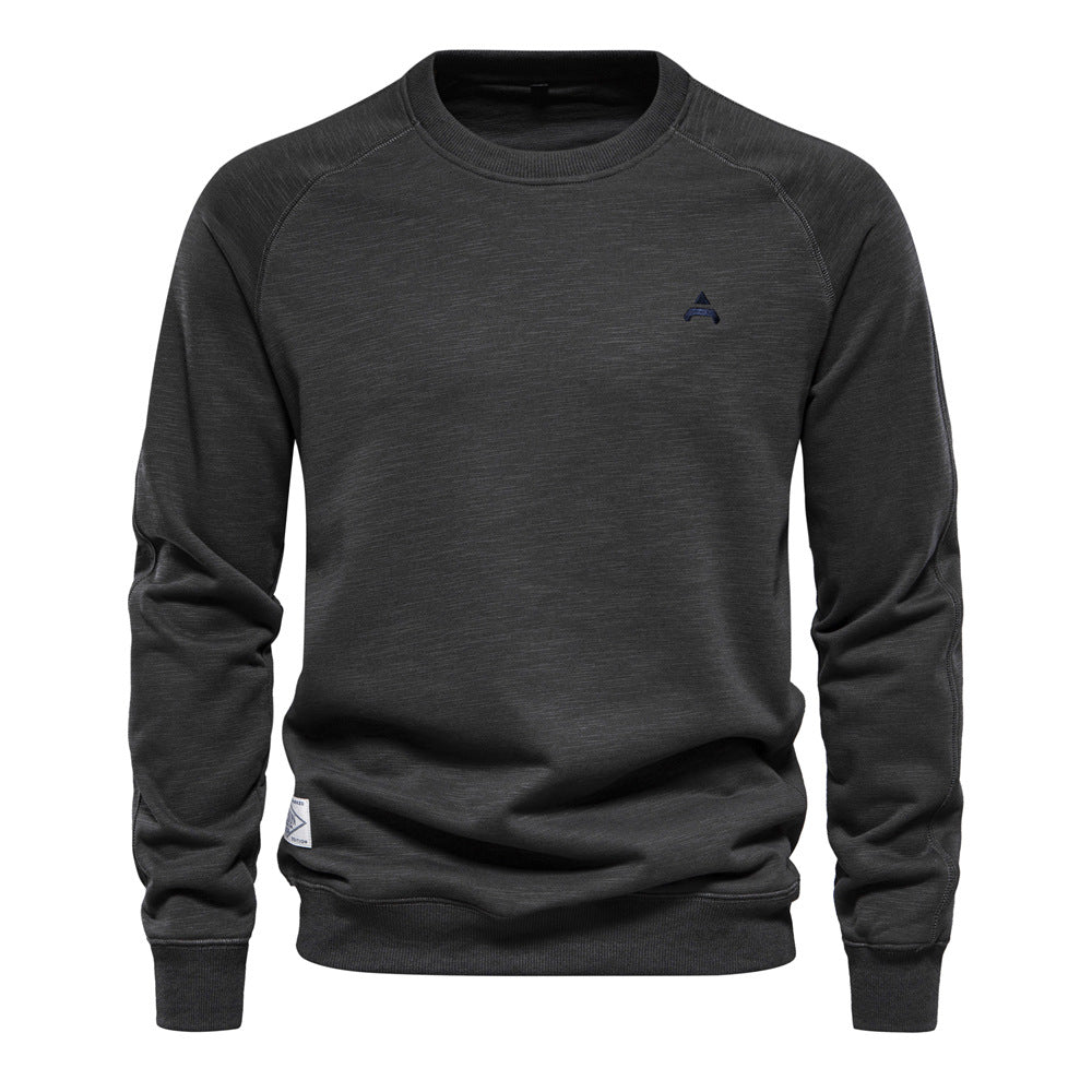 Casual Solid Color Round Neck Sweater for Men