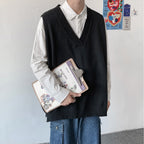 Men's V-neck Sleeveless Knit Sweater Vest for Autumn