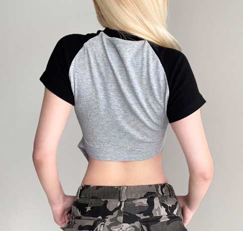 Women's Slim-fit Asymmetrical Crop Top with Hollow Design