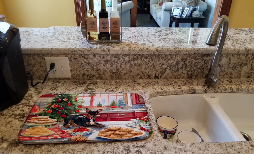 Miniature Pinscher Christmas Cookies Dish Drying Mat