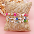 Bohemian Christmas Flower Women's Bracelet with Gold Buckle