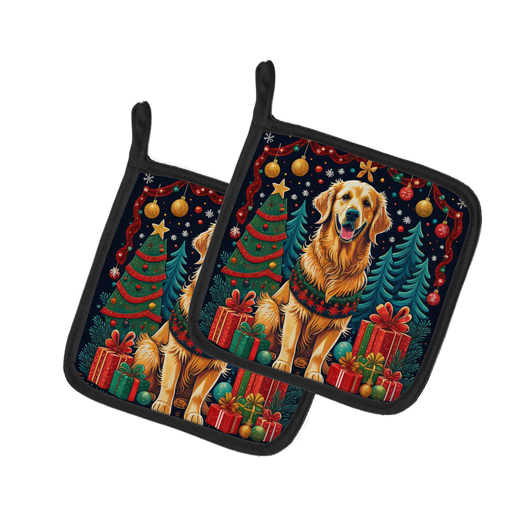 Golden Retriever Christmas Pair of Pot Holders