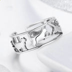 Silver Cat Open Ring