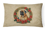 Bullmastiff Christmas Flowers Throw Pillow