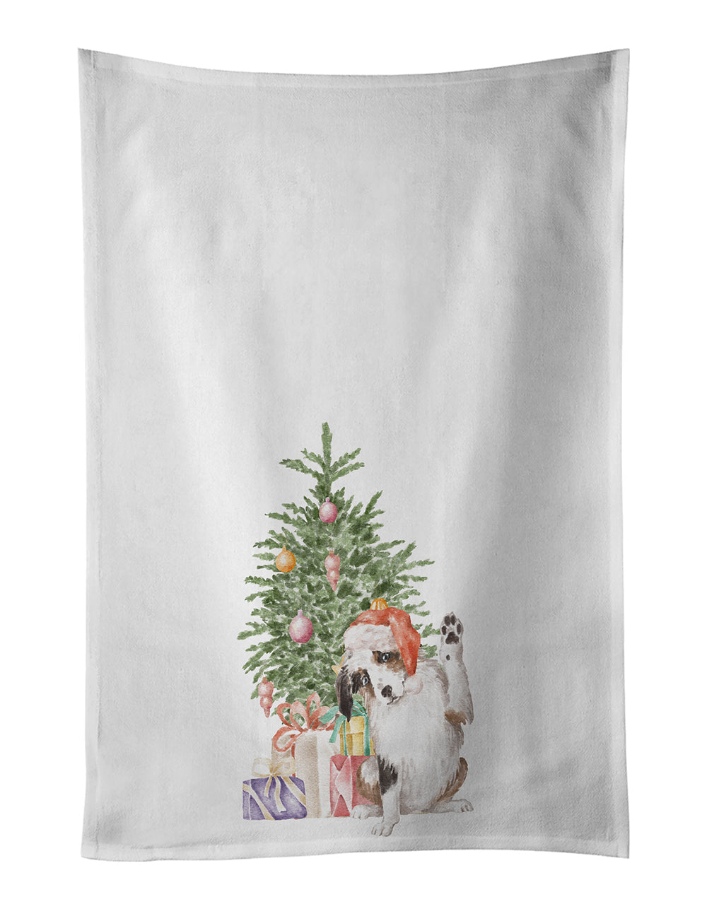 Australian Shepherd High Five Christmas Presents and Tree Kitchen Towel Set of 2