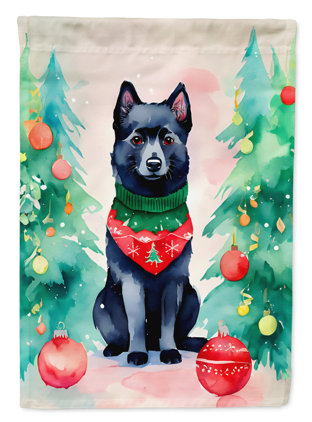 Schipperke Christmas Garden Flag