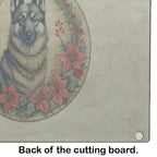 Norwegian Elkhound Christmas Flowers Glass Cutting Board