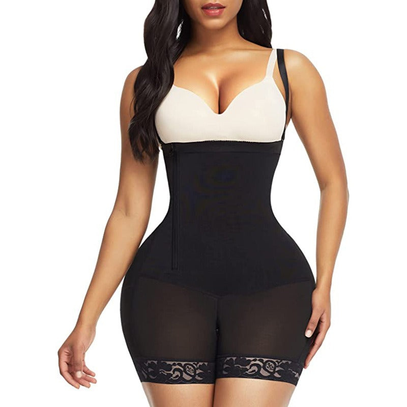 Side Zipper Buckle Tummy Tuck Bodysuit