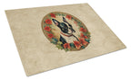 Boston Terrier Christmas Flowers Glass Cutting Board