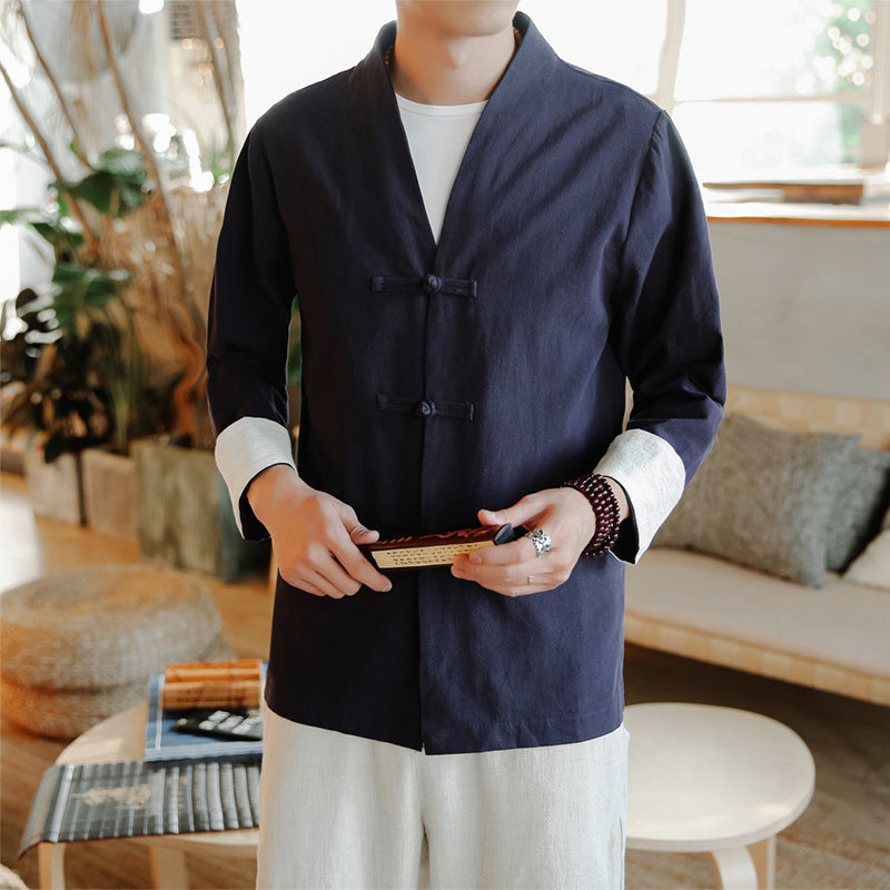 Men's Traditional Chinese Cotton Linen Tang Suit Jacket
