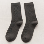 Black Thermal Long Tube Women's Socks in Terry Fabric