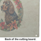 Field Spaniel Christmas Flowers Glass Cutting Board