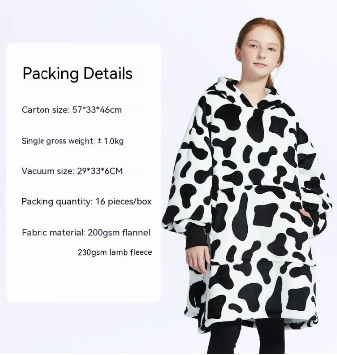 CozyHood™ Flannel Hooded Lazy Blanket – Plus-Size Cashmere Hoodie for Children | Streetwear