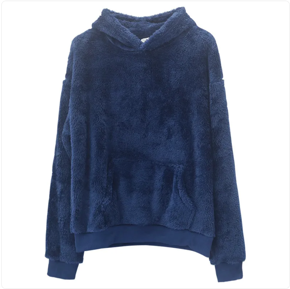 Men's Velvet Hooded Sweatshirt - Plush & Reversible with Pockets | Streetwear
