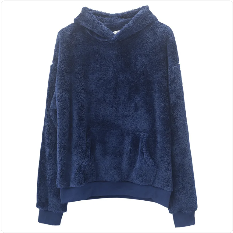 Men's Velvet Hooded Sweatshirt - Plush & Reversible with Pockets | Streetwear