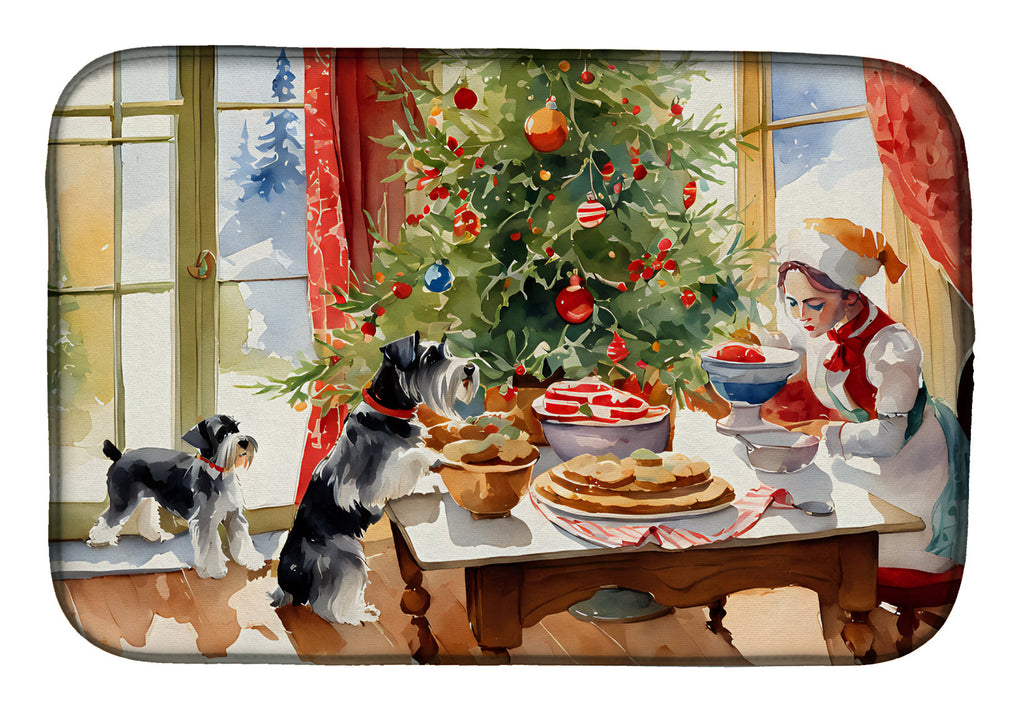 Schnauzer Christmas Cookies Dish Drying Mat