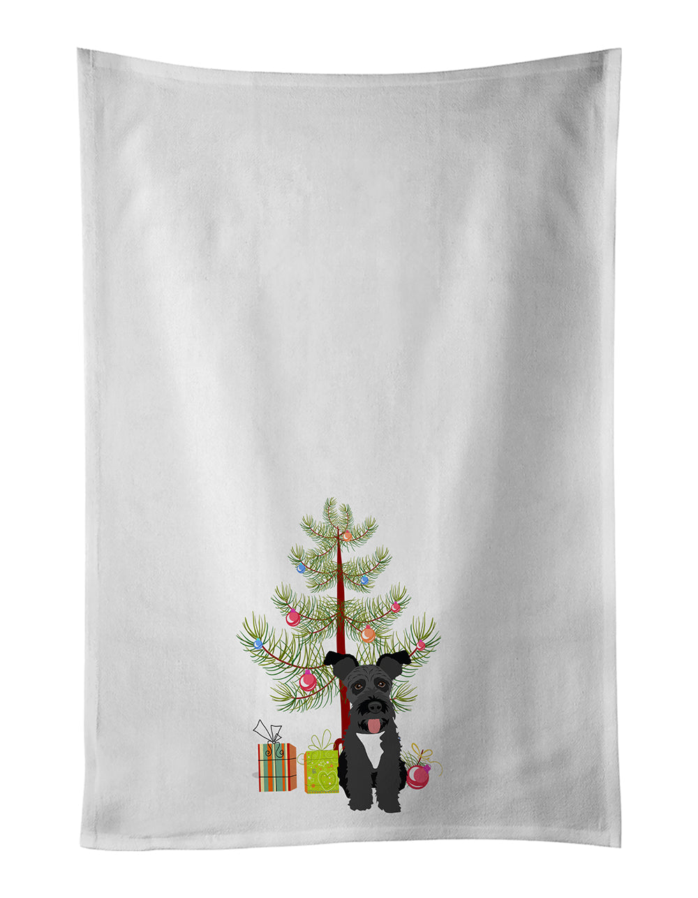 Schnauzer Black #3 Christmas Kitchen Towel Set of 2