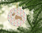 Fawn and White Bull Terrier Merry Christmas Ceramic Ornament