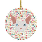 Sphynx Cat Christmas Ceramic Ornament