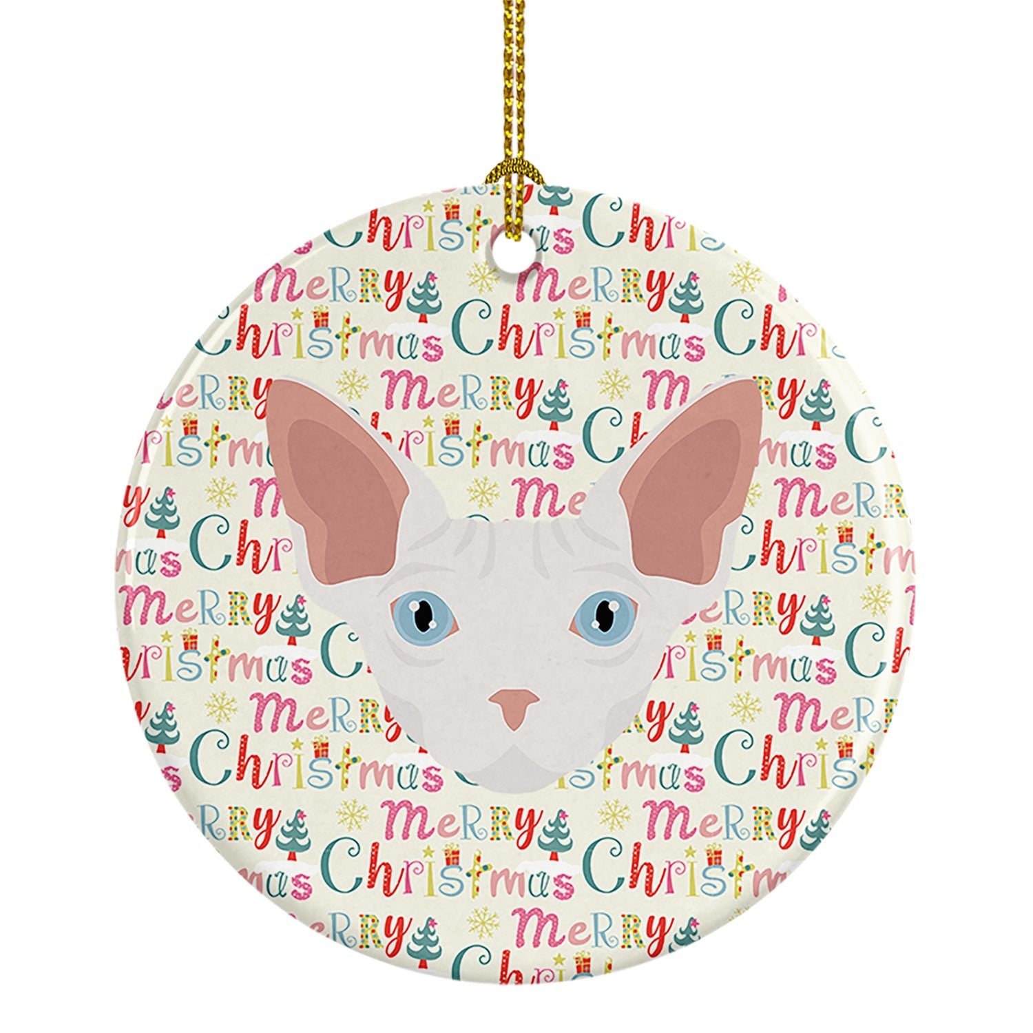 Sphynx Cat Christmas Ceramic Ornament