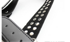 Black Leather Bondage Bodysuit with Steel Studs