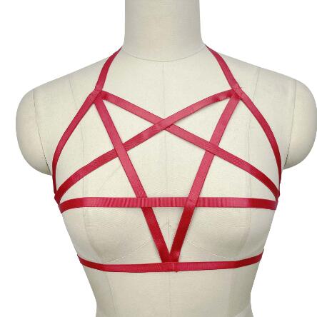 Black Five-Point Star Lingerie with Elastic Straps