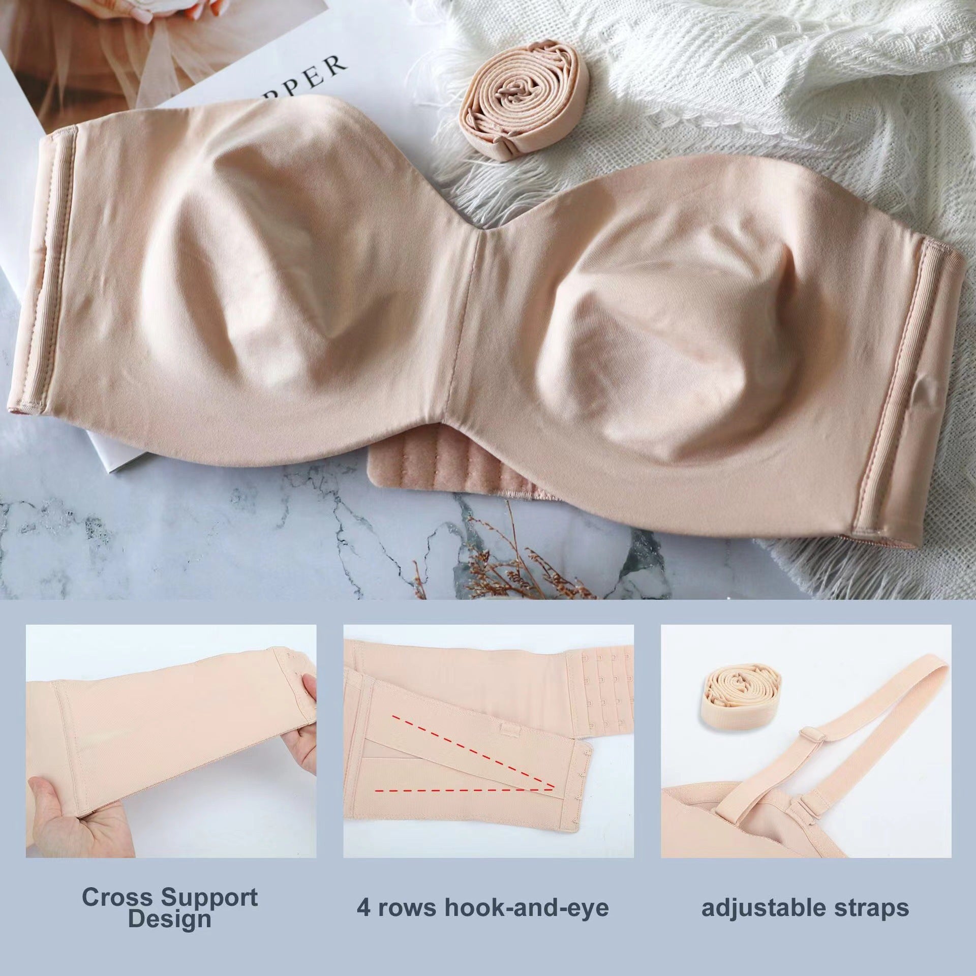 New Cross-Border Sexy Lace Bra with Detachable Straps