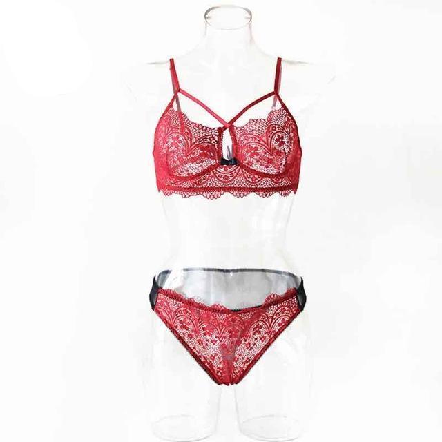 Lace Lingerie Set with Straps and Cutout Design