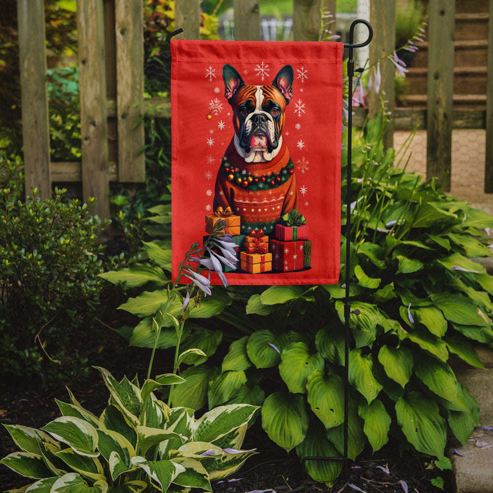 Fawn Boxer Cropped Ears Holiday Christmas Garden Flag
