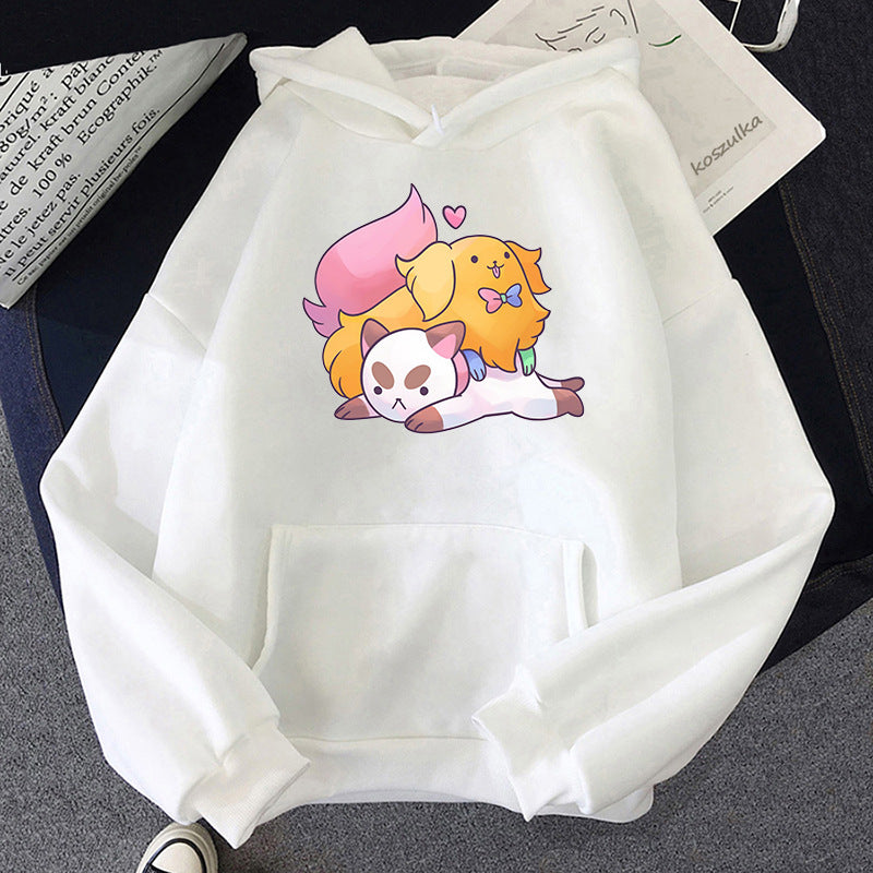 Cute Cartoon Puppy and Cat Printed Sweater