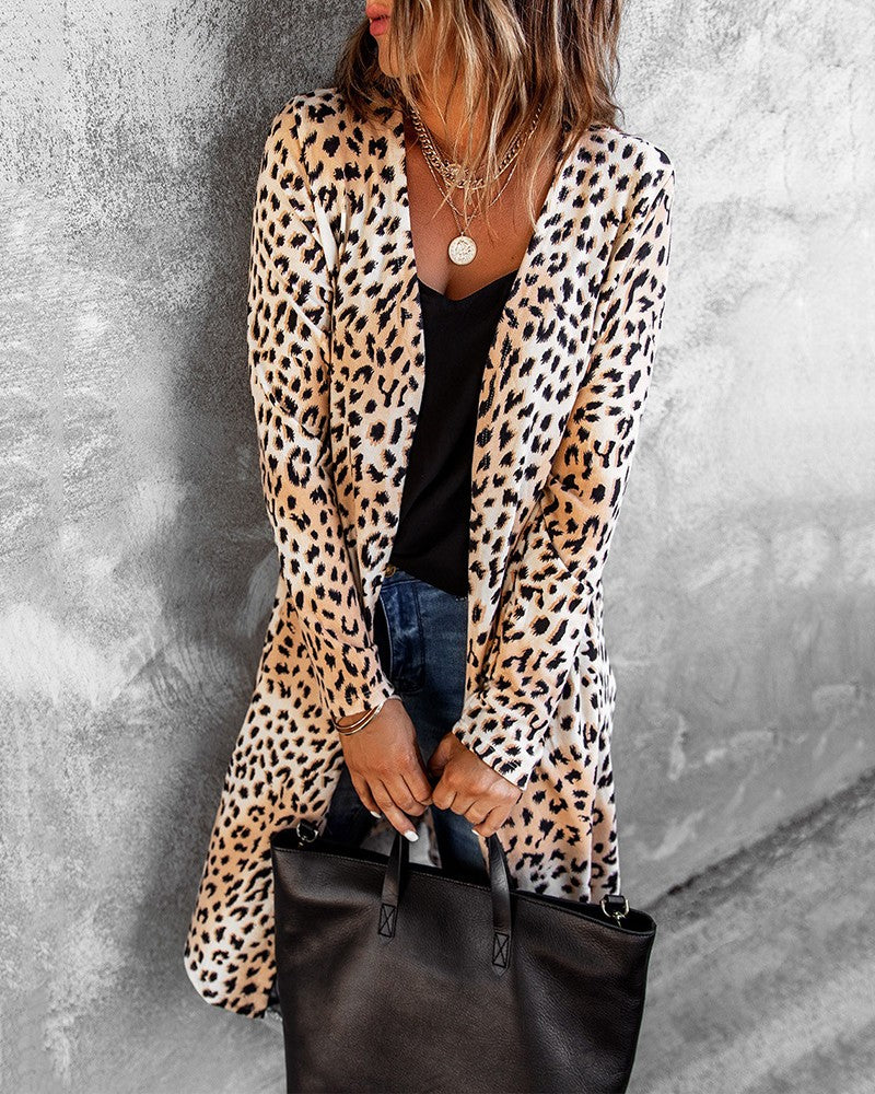 Leopard Print Casual Cotton Jacket for Autumn/Winter