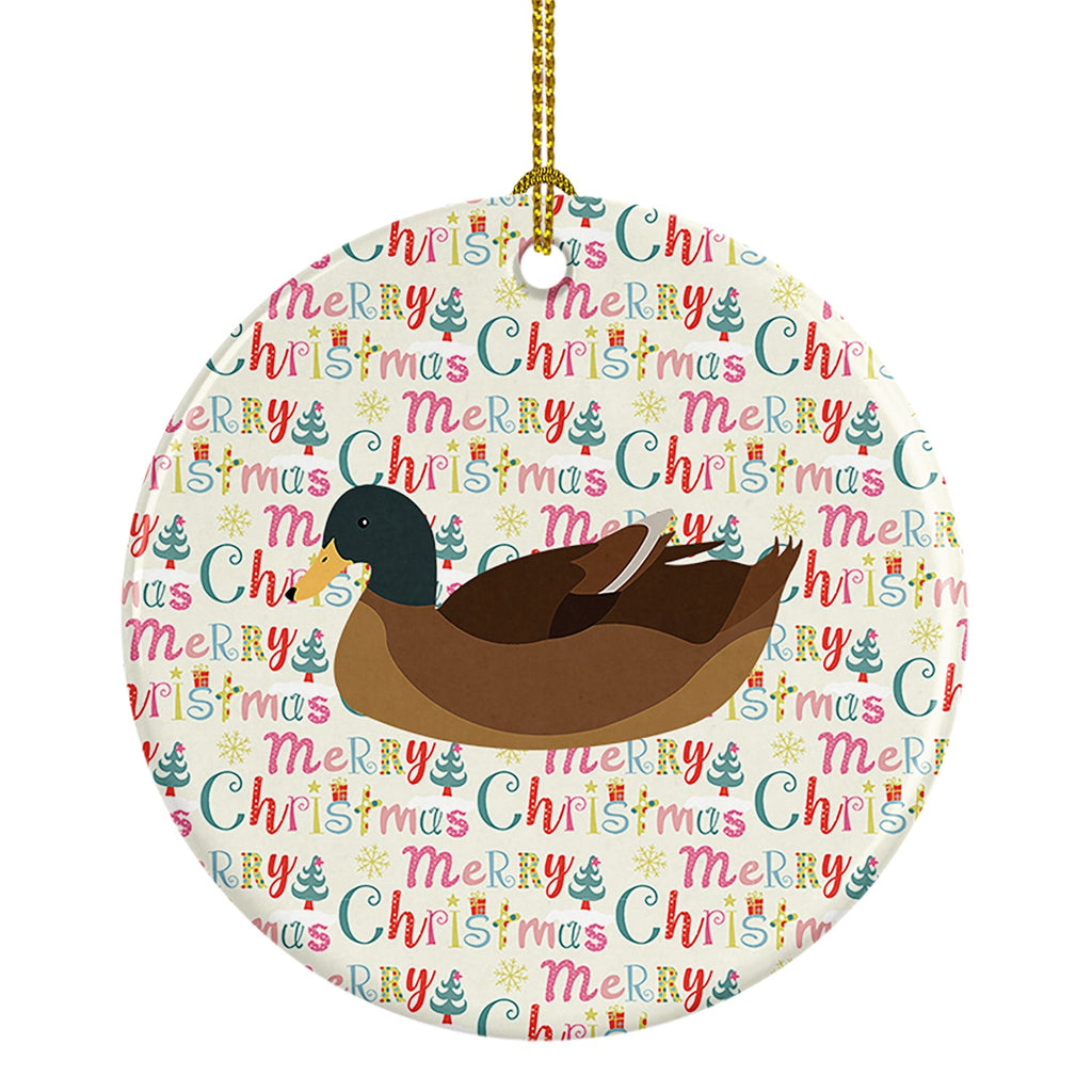 Khaki Campbell Duck Christmas Ceramic Ornament