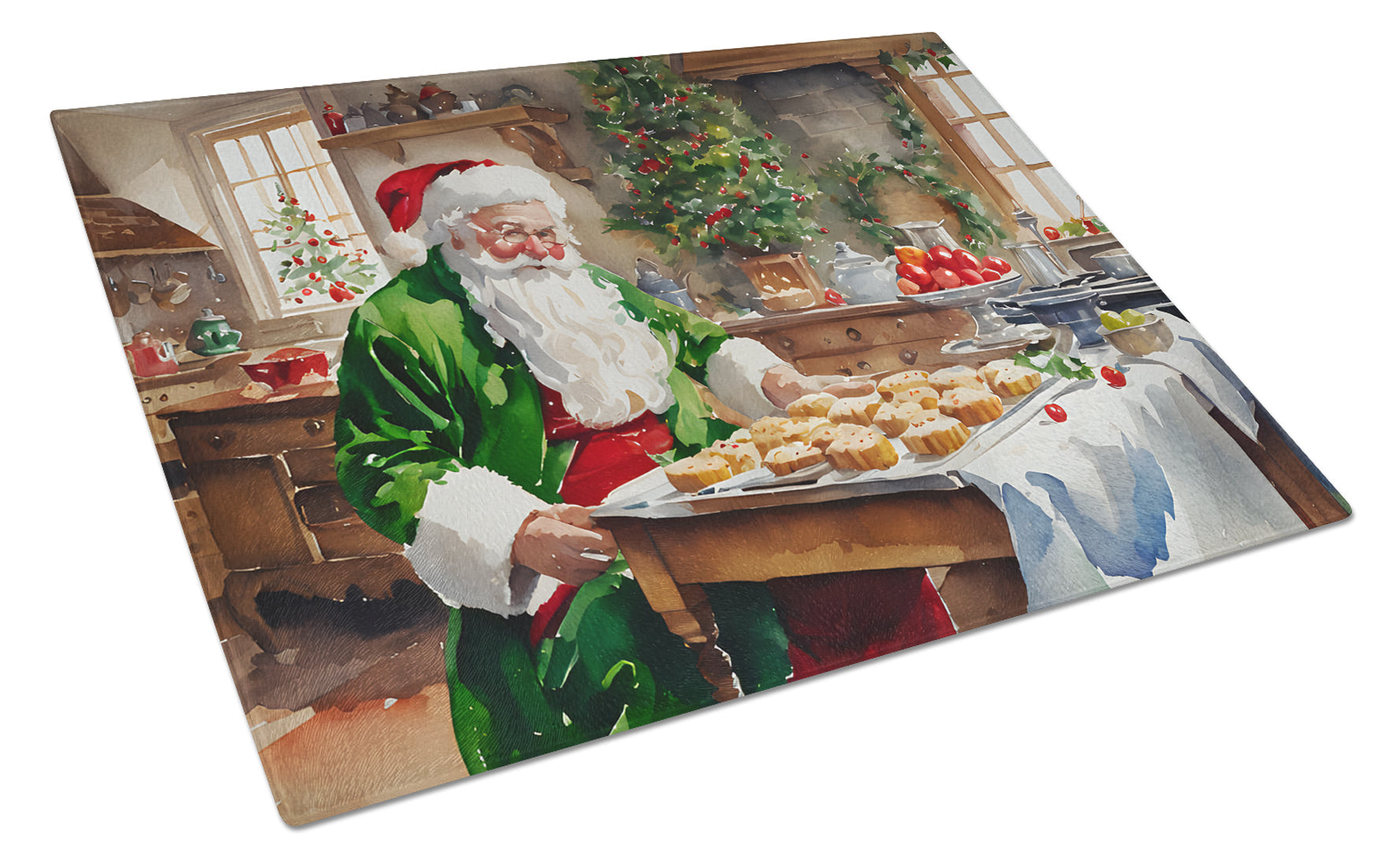 Cookies with Santa Claus Father Christmas Glass Cutting Board